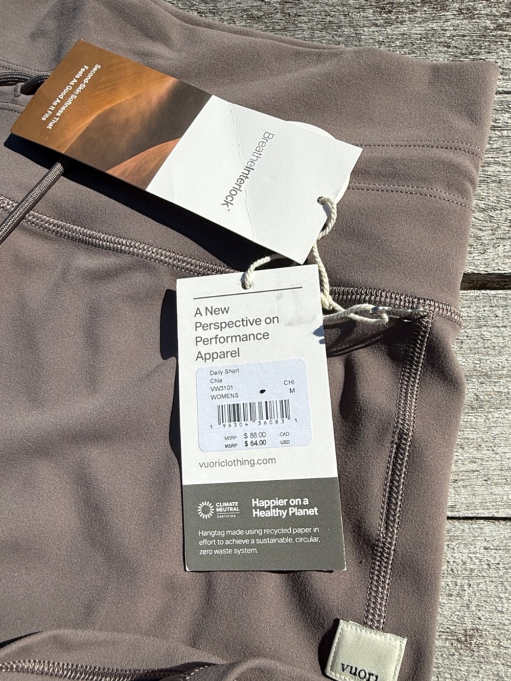 VUORI Set Lux Racerback Tank + Daily Short Set Chia Brown Size Medium NWT $113 - Picture 3 of 7